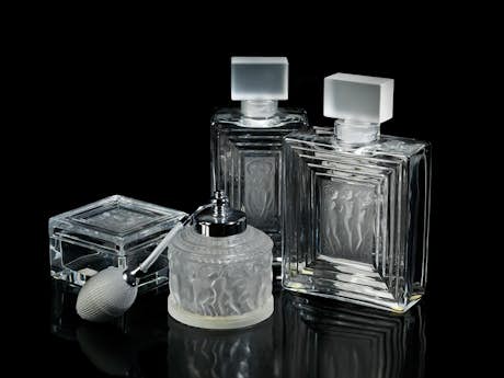 Konvolut von vier Lalique-Glasobjekten